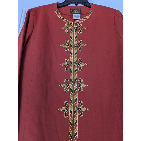 NWT BOB MACKIE WEARABLE ART Women's Burnt Orange Embroidered Jacket Sz LRG - Picture 3 of 7
